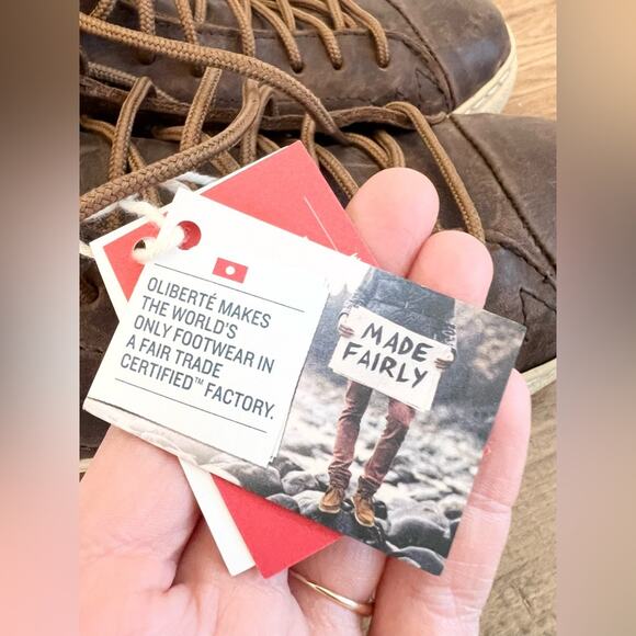 Oliberte NWT Bokoroo lace up sneakers leather shoes fair trade brown soft 40 - Picture 3 of 10